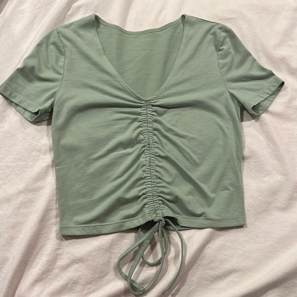 SHEIN Cropped Green Tee w/ Strings